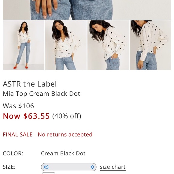 ASTR the Label Mia Top Cream Black Dot - Picture 10 of 11